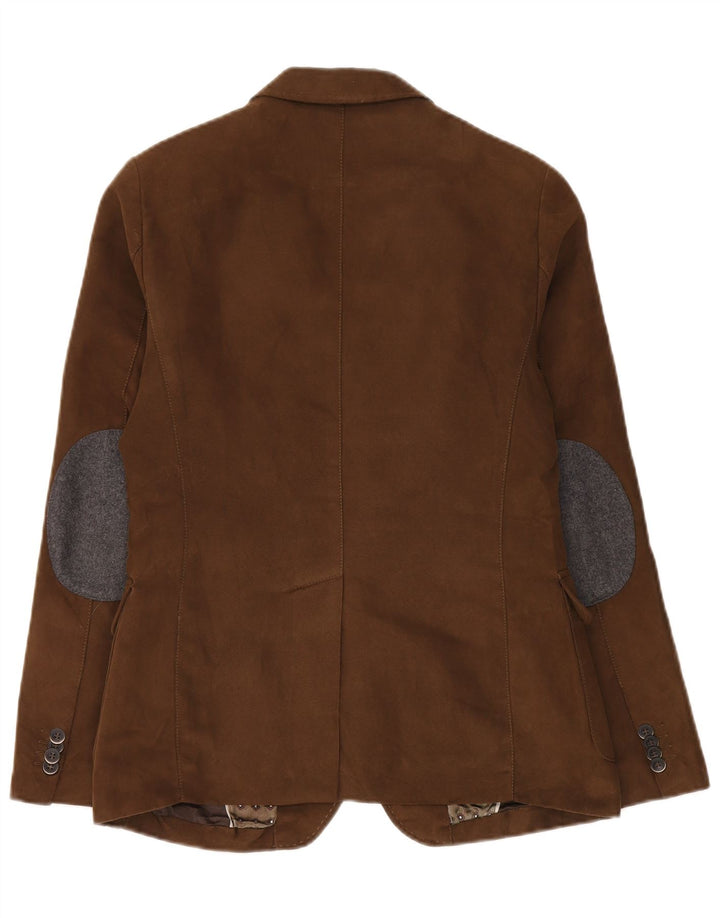 Jaqueta blazer masculina de camurça com 2 botões ZARA EU 48 marrom médio