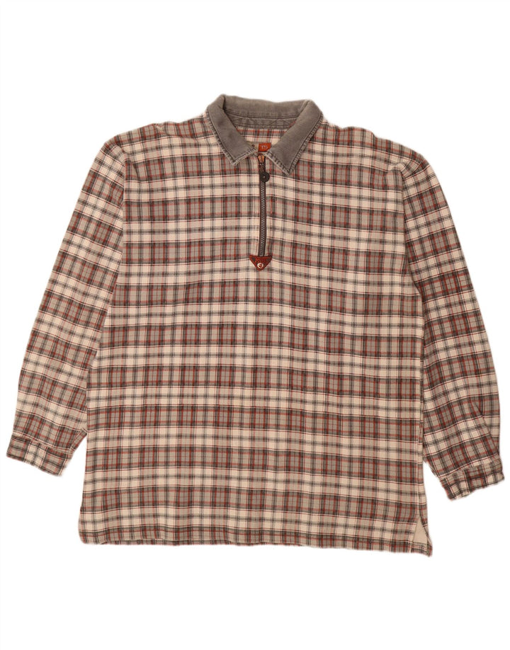 Camisa polo masculina de manga comprida Take Five XL de algodão xadrez multicolorido