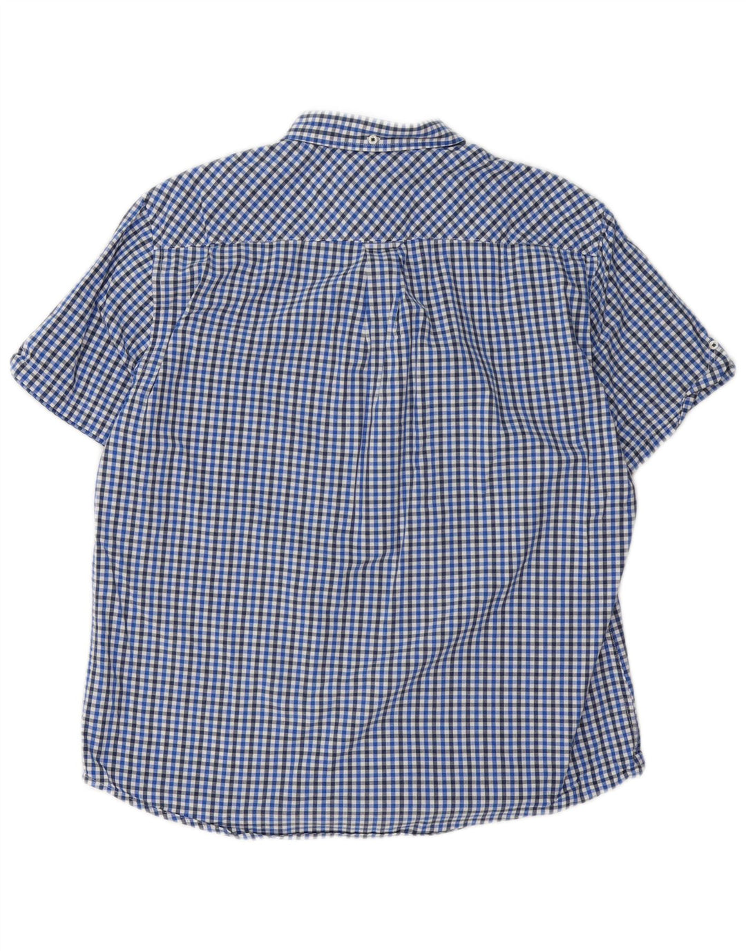 Camisa masculina de manga curta Ben Sherman XL azul algodão guingão