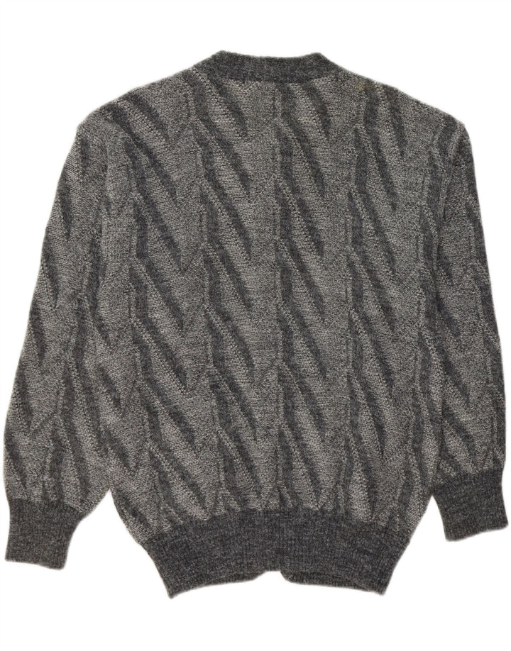 VINTAGE Mens Cardigan Sweater IT 52 Large Grey Virgin Wool Vintage Vintage and Second-Hand Vintage from Messina Hembry 
