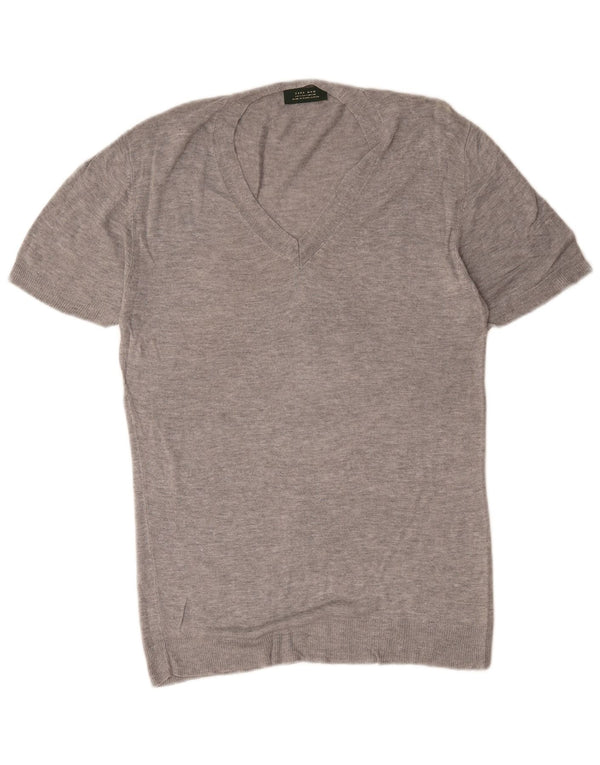 Zara Mens T-Shirt Top Large Grey Flecked