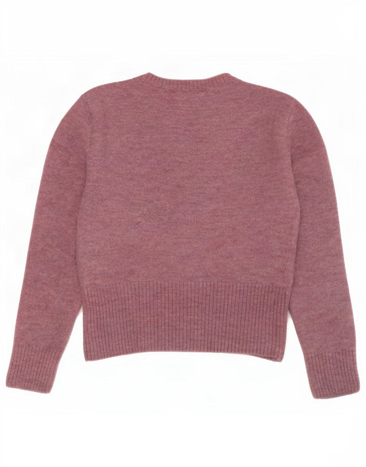 Suéter feminino Zara com gola canoa UK 12 nylon rosa médio