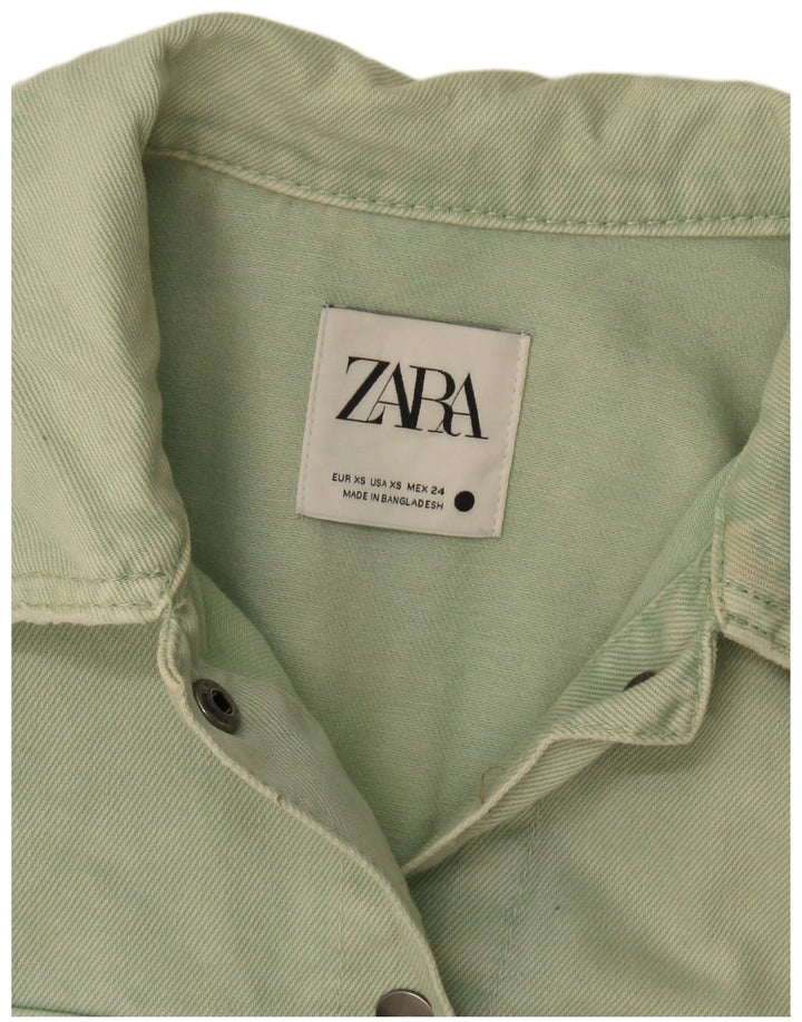 Jaqueta jeans oversized feminina Zara Reino Unido 6 XS verde