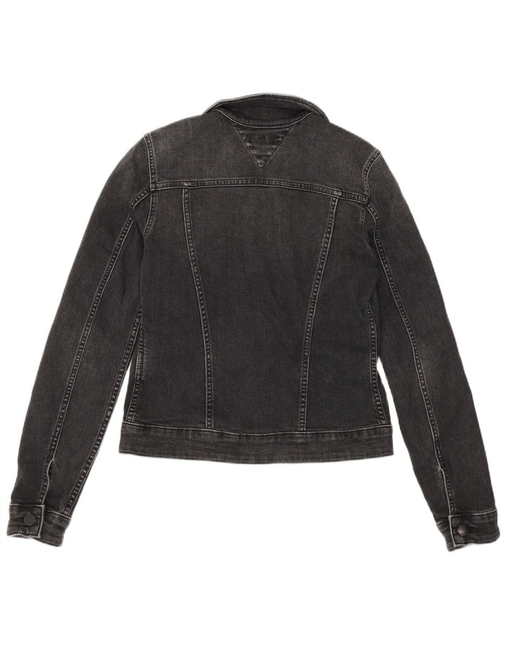 Jaqueta jeans feminina Tommy Hilfiger curta EUA 6 algodão cinza médio