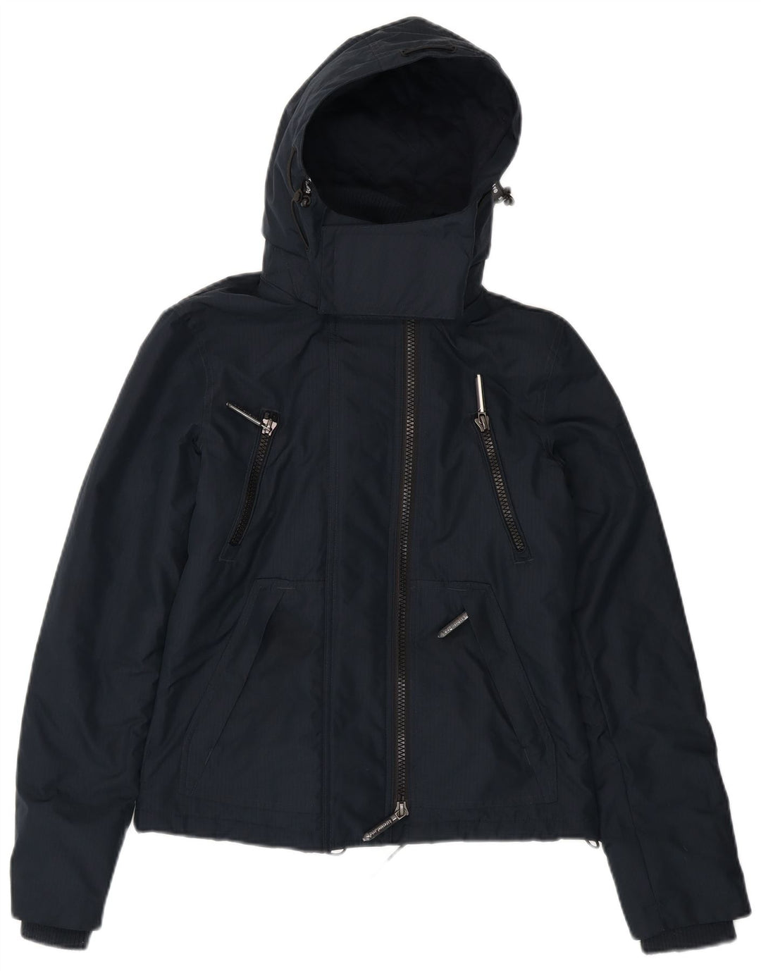 Jaqueta corta-vento feminina SUPERDRY com capuz gráfico UK 8 pequena azul marinho