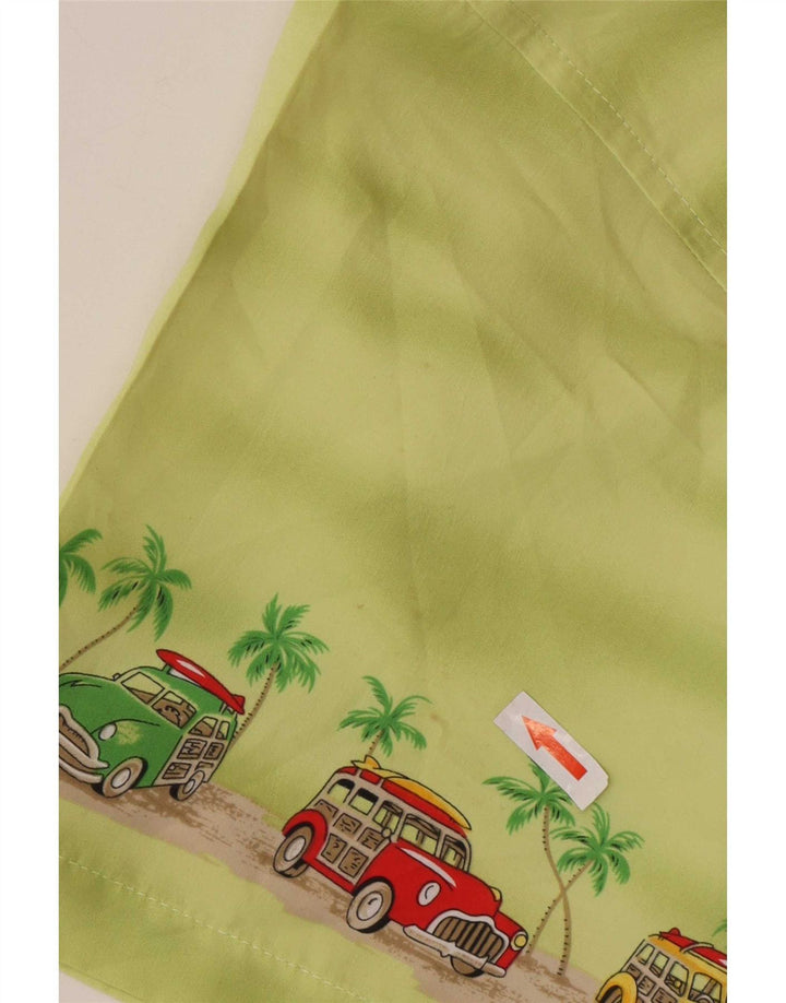 Camisa masculina de manga curta gráfica Lowes grande verde poliéster havaiano