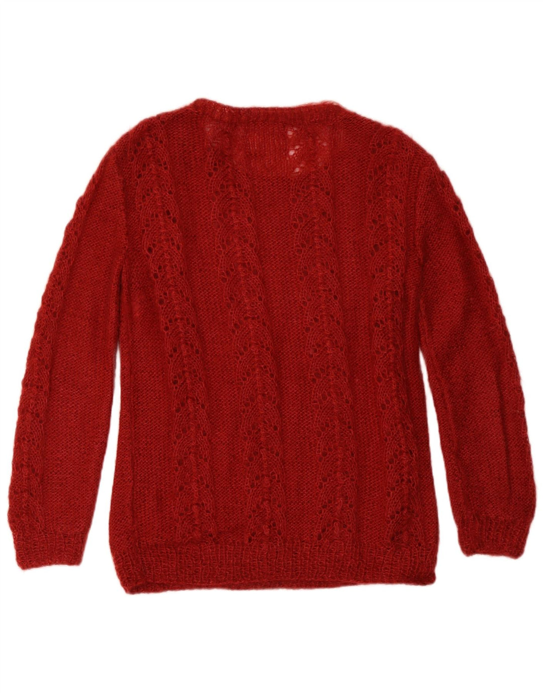 Suéter feminino vintage com estampa abstrata, gola redonda, Reino Unido 12 Médio Burgu