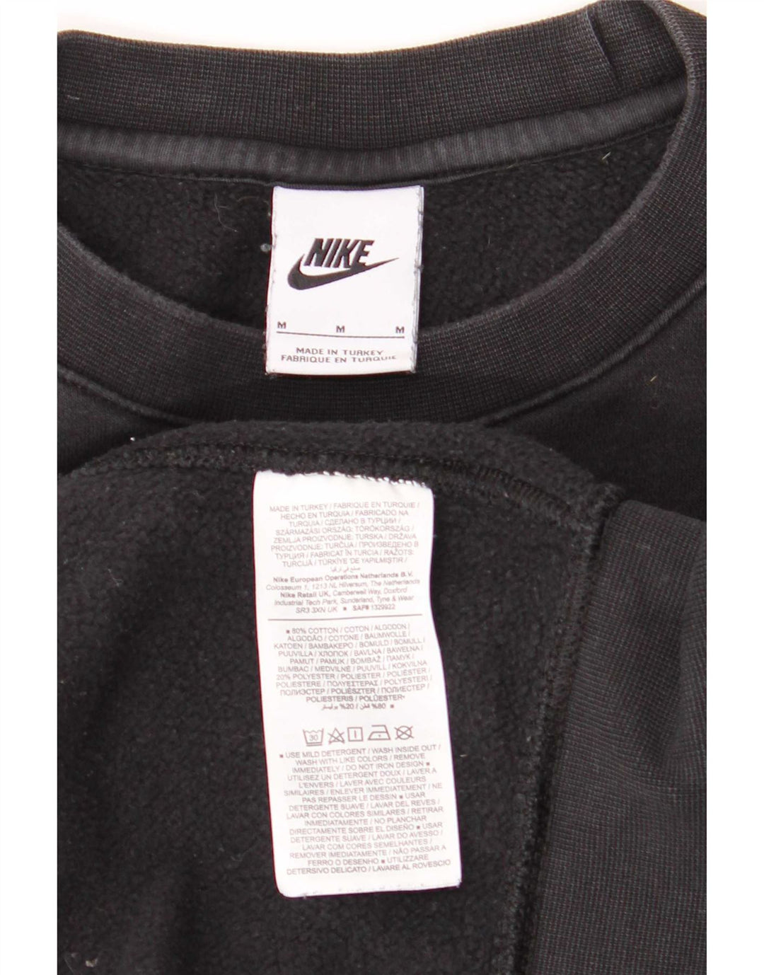 Nike masculino gráfico moletom jumper médio algodão preto