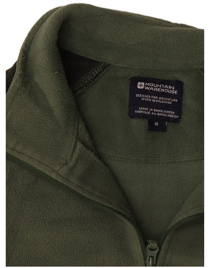Suéter de lã masculino Mountain Warehouse com zíper e gola em bloco verde médio