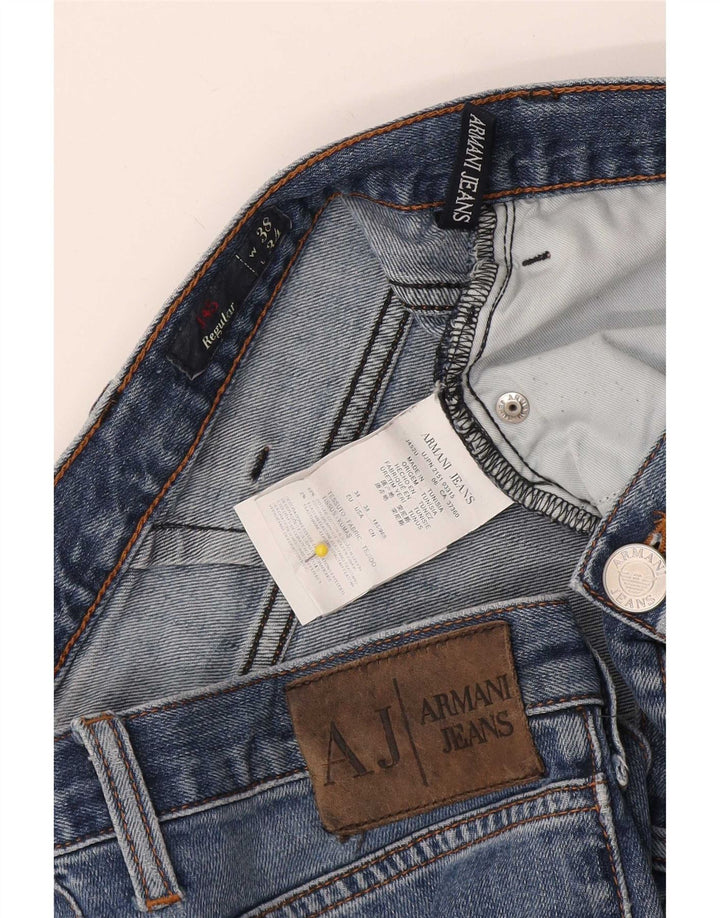 Armani Masculino J45 Regular Straight Jeans W38 L34 Azul Algodão