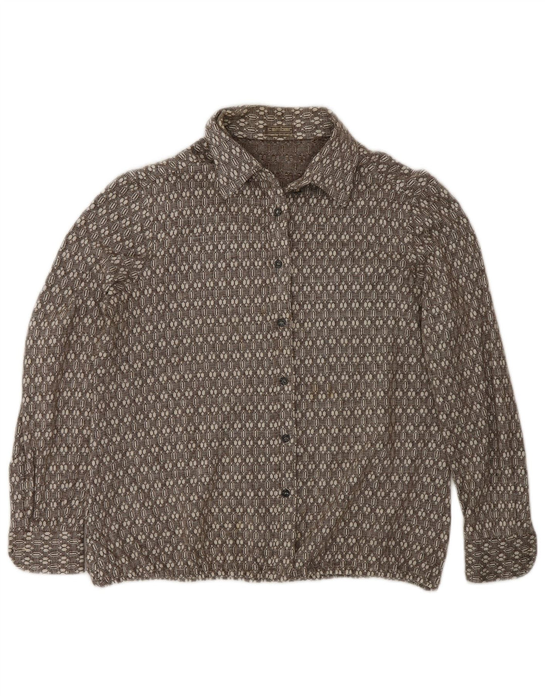 Camisa feminina de flanela Camber UK 16 grande marrom geométrica