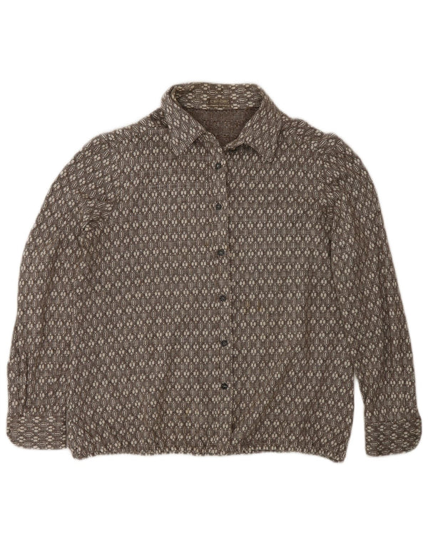 Camisa feminina de flanela Camber UK 16 grande marrom geométrica