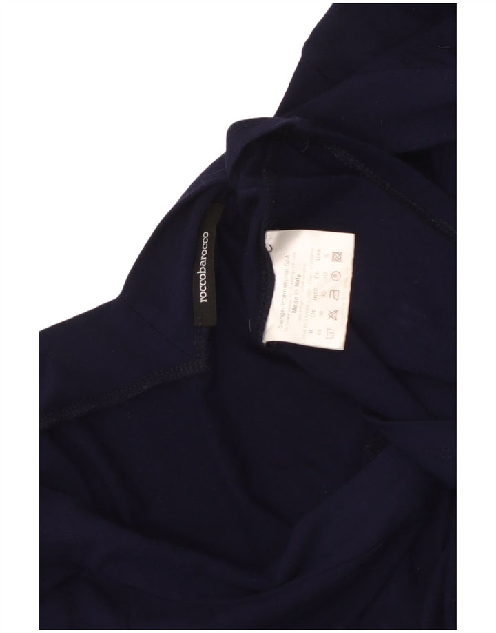 ROCCOBAROCCO Crop Top feminino manga comprida US 8 médio azul marinho viscose