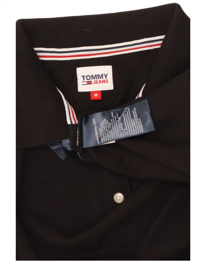 Camisa polo feminina TOMMY HILFIGER Reino Unido 14 algodão preto médio