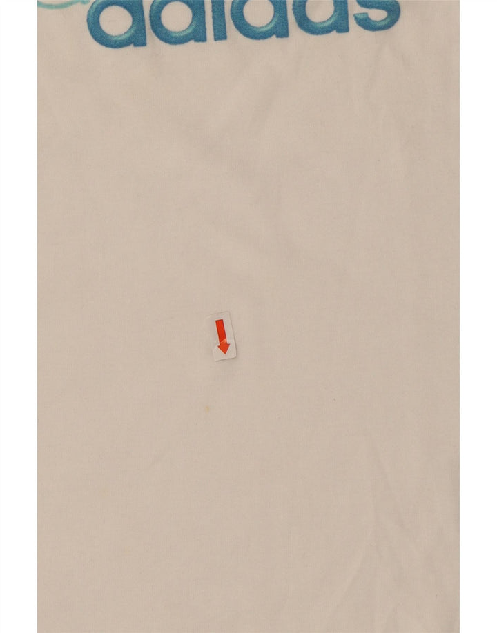 ADIDAS Womens Crop Graphic T-Shirt Top Reino Unido 10 Pequeno Algodão Branco