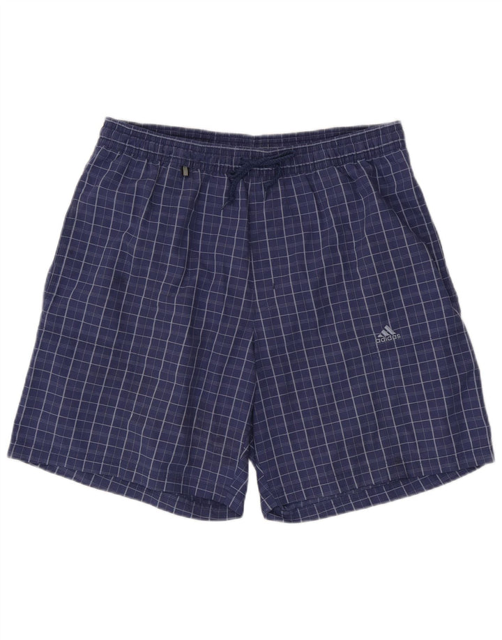 Shorts de natação masculinos ADIDAS grande poliéster xadrez azul