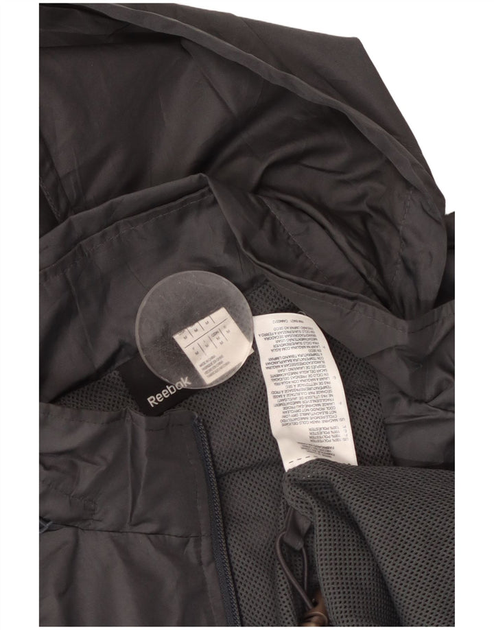 Jaqueta de chuva masculina com capuz REEBOK UK 38 poliéster Colourblock cinza médio
