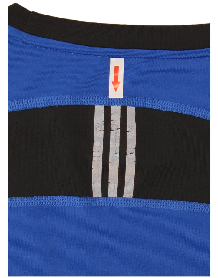 Adidas Masculino Climacool Top Manga Longa Pequeno Azul Colorblock Poliéster