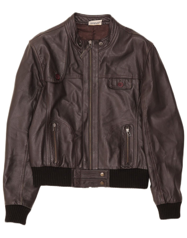 Jaqueta bomber feminina de couro In Extenso UK 18 XL marrom