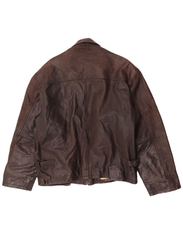 Jaqueta de couro masculina vintage UK 42 XL marrom