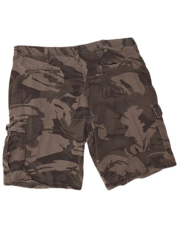 Shorts cargo masculino vintage regular W40 XL algodão camuflado cinza