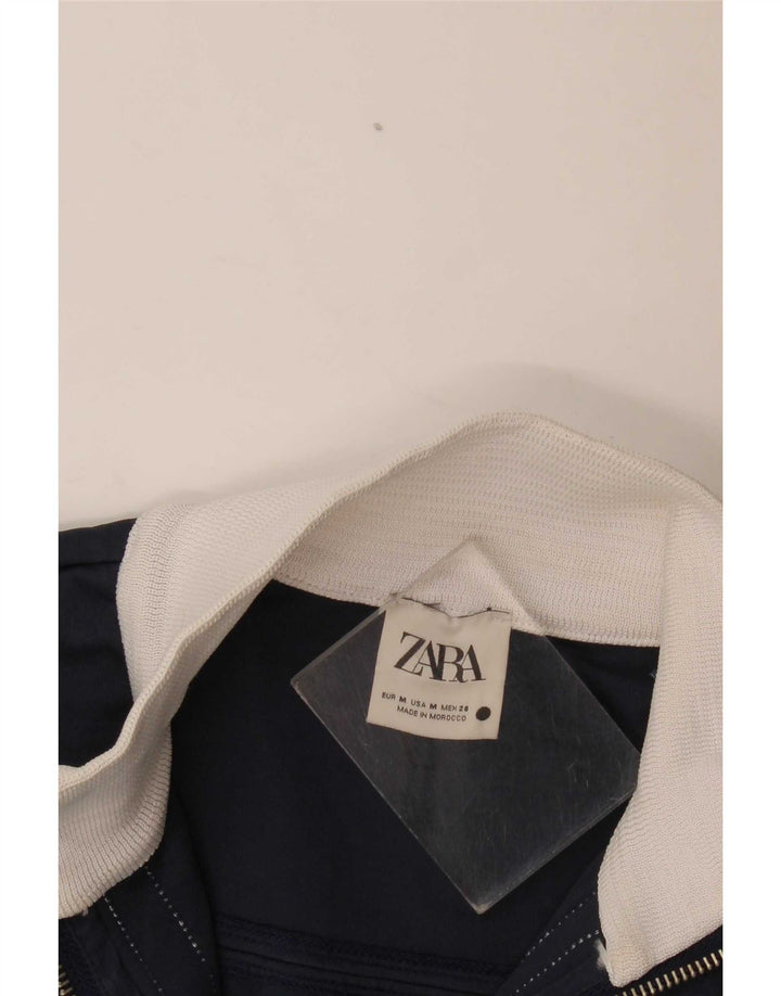 Zara Womens Crop Tracksuit Top Jacket Reino Unido 14 Médio Azul Marinho Colourblock