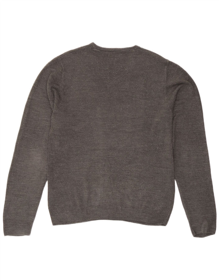 Suéter masculino Marks & Spencer com decote em V cinza médio acrílico