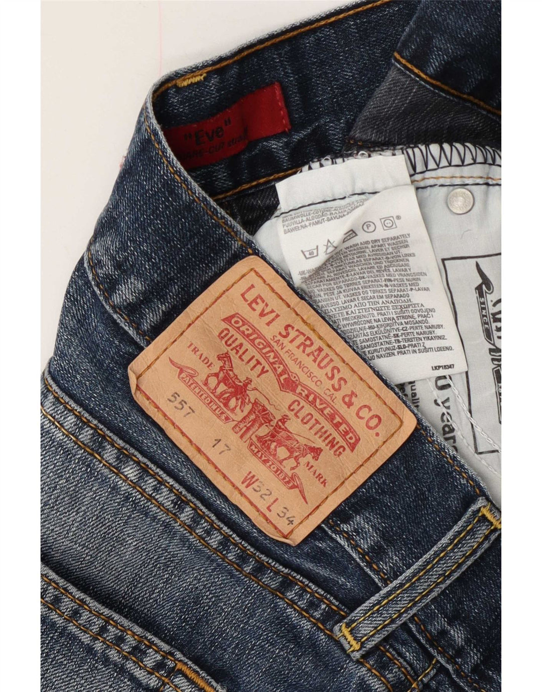 Shorts jeans feminino 557 da Levi's W32 grande algodão azul