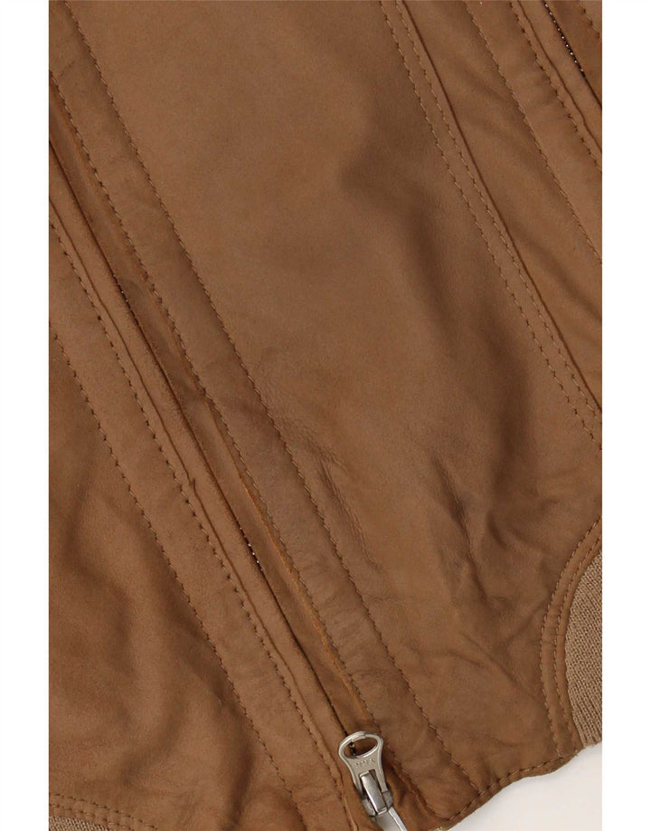 Jaqueta bomber de camurça feminina vintage IT 42 couro marrom médio