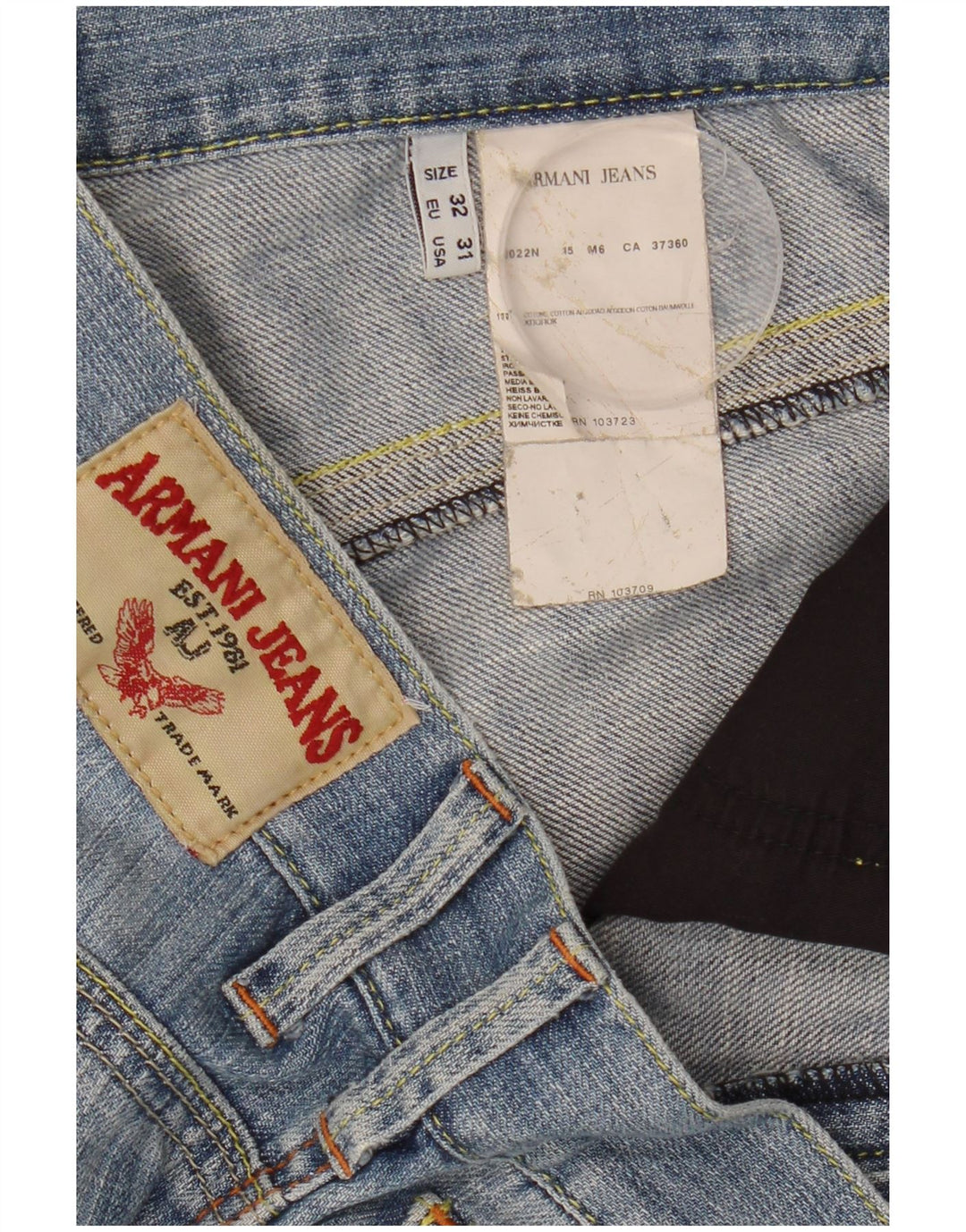 Armani Masculino Distressed Slim Jeans W32 L34 Azul Algodão