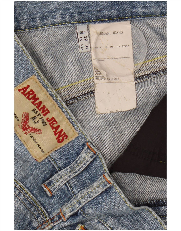 Armani Masculino Distressed Slim Jeans W32 L34 Azul Algodão