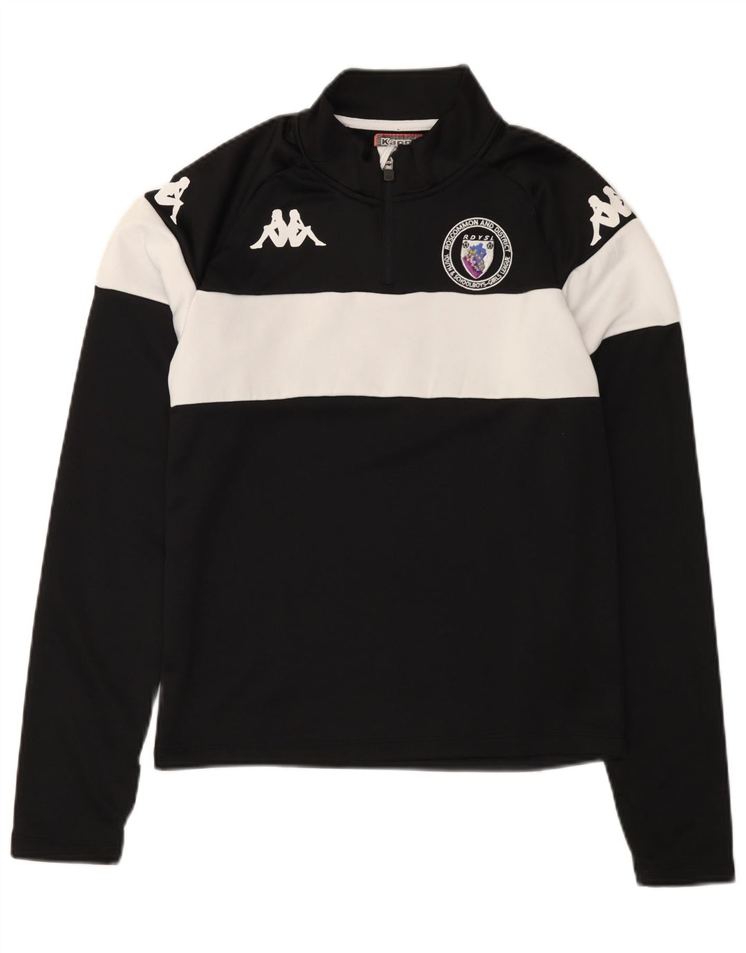 KAPPA Mens Graphic Zip Neck Pulôver Treino Top Pequeno Bloco Colorido Preto