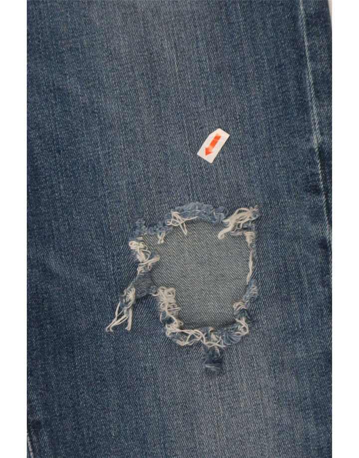 Rifle masculino desgastado jeans slim W38 L33 algodão azul