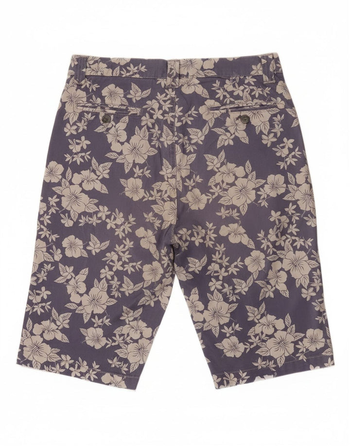 Bermuda masculina Jeckerson W31 algodão floral azul médio