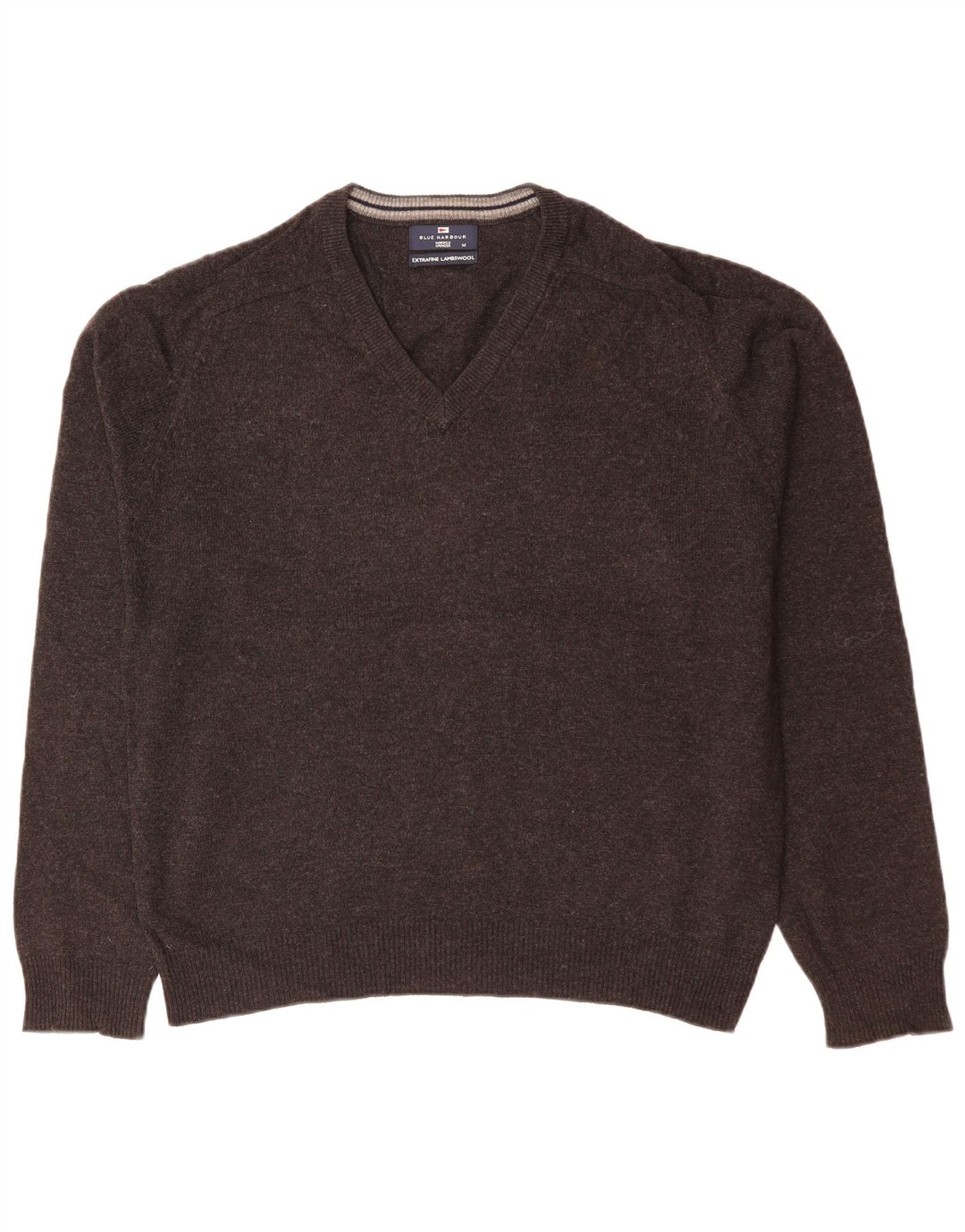 Suéter masculino Marks & Spencer Blue Harbor com decote em V cinza médio