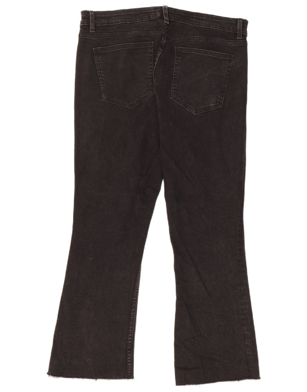 Zara Calça Jeans Feminina Crop Bootcut EU 44 XL W34 L24 Algodão Preto