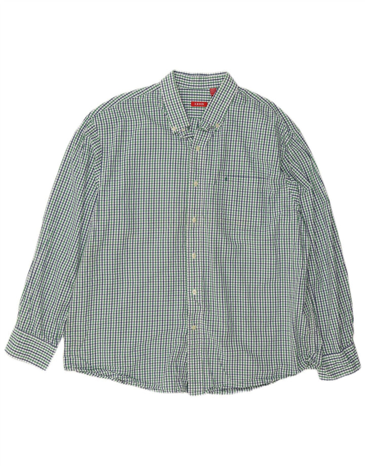 Camisa masculina IZOD 2XL algodão guingão verde