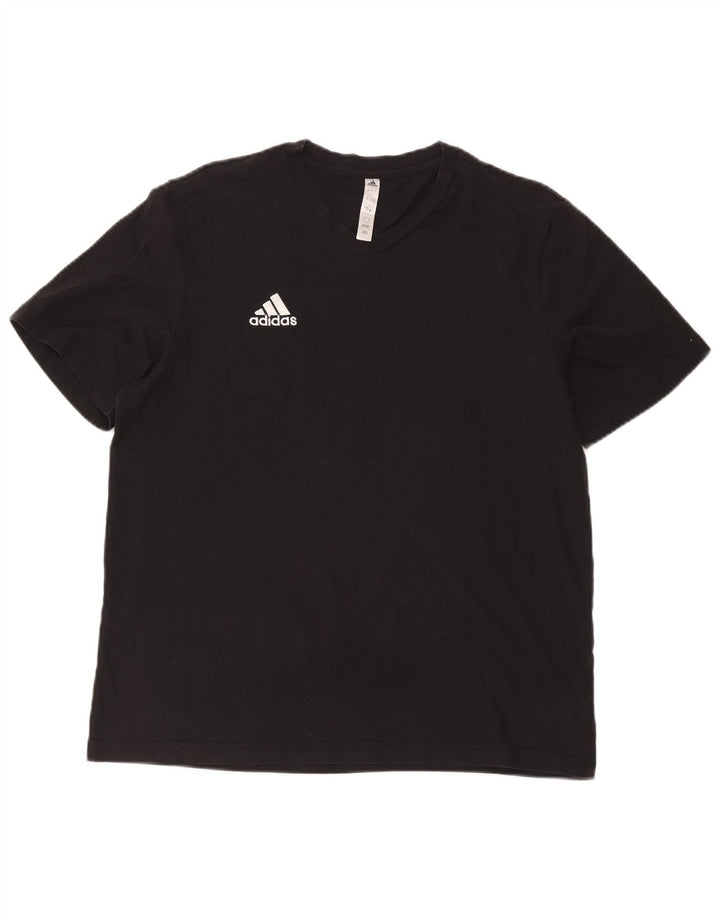 Adidas Mens Camiseta Top Grande Algodão Preto