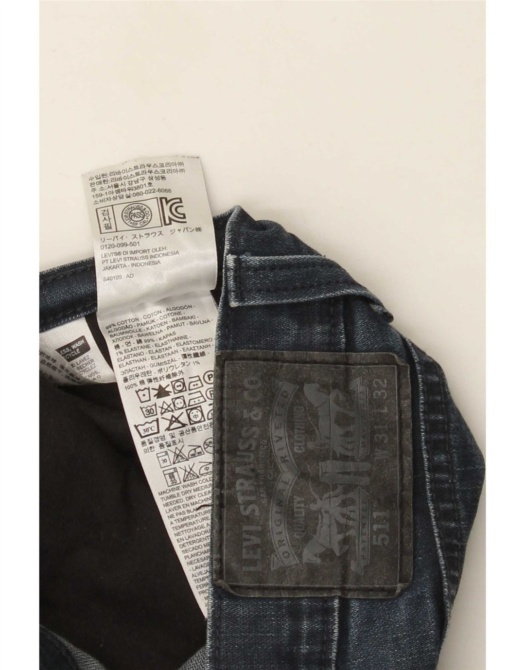 Levi's Masculino 511 Slim Jeans W31 L32 Azul Marinho Algodão