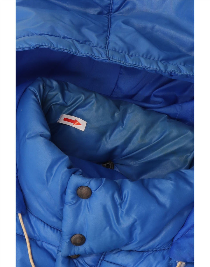Jaqueta acolchoada com capuz masculina vintage UK 38 poliamida azul média