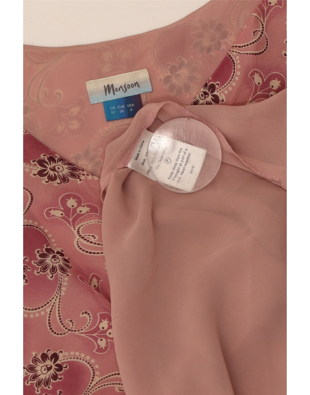 Vestido maxi feminino sem mangas MONSOON UK 10 pequeno seda floral rosa