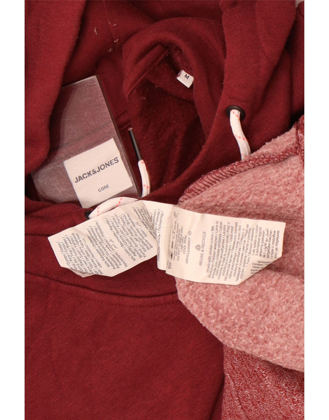 Jack & Jones moletom com capuz masculino médio cor de vinho em poliéster