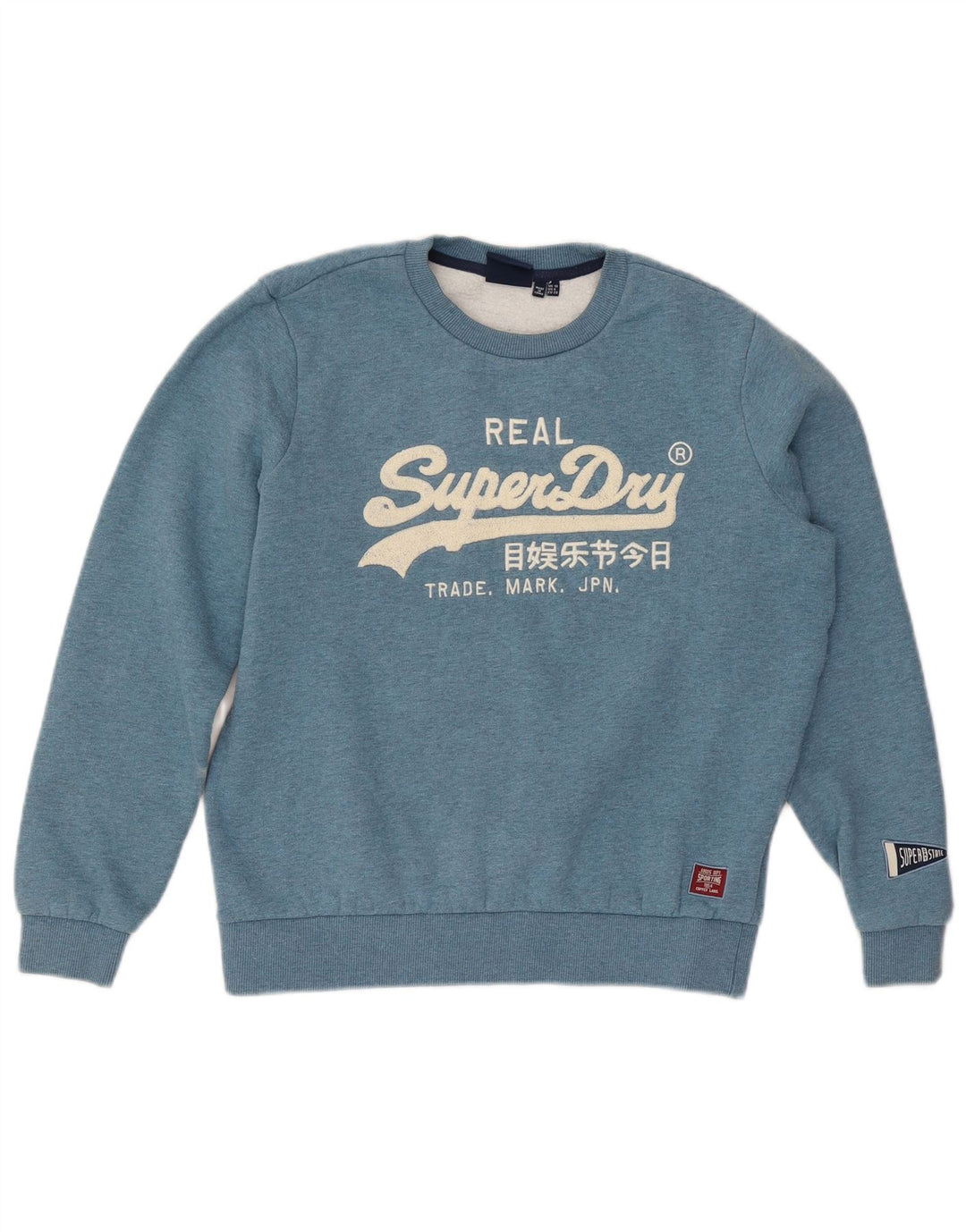 Suéter gráfico feminino Superdry UK 10 pequeno azul manchado