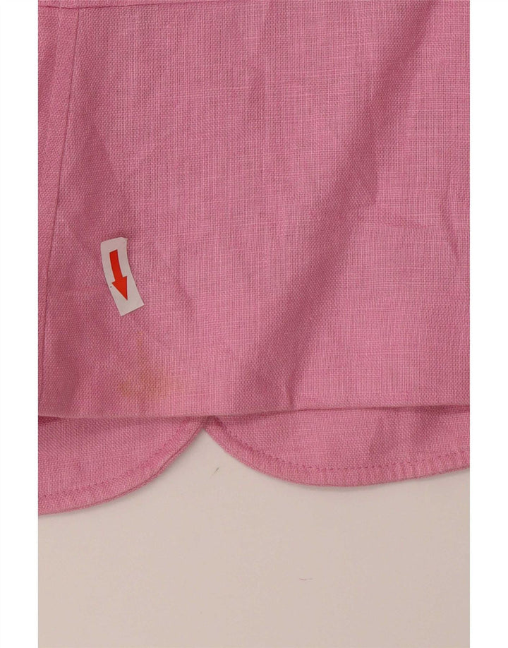 Jaqueta blazer feminina Chaps com 4 botões e manga 3/4 Reino Unido 18 XL linho rosa