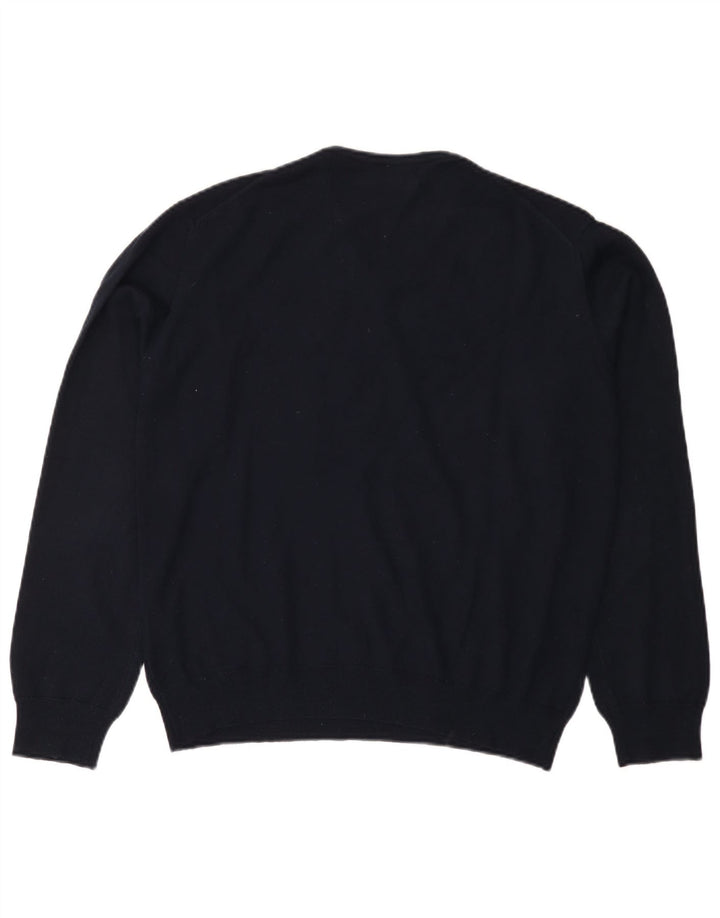 Suéter feminino RIFLE com decote em V UK 18 XL azul marinho acrílico