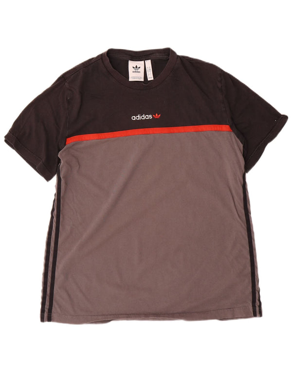 Adidas Mens Graphic T-Shirt Top Grande Preto Colorblock Algodão