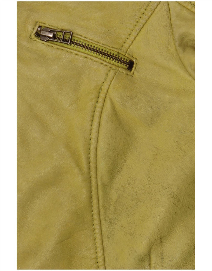 Jaqueta de couro feminina Freaky Nation Reino Unido 10 couro verde pequeno