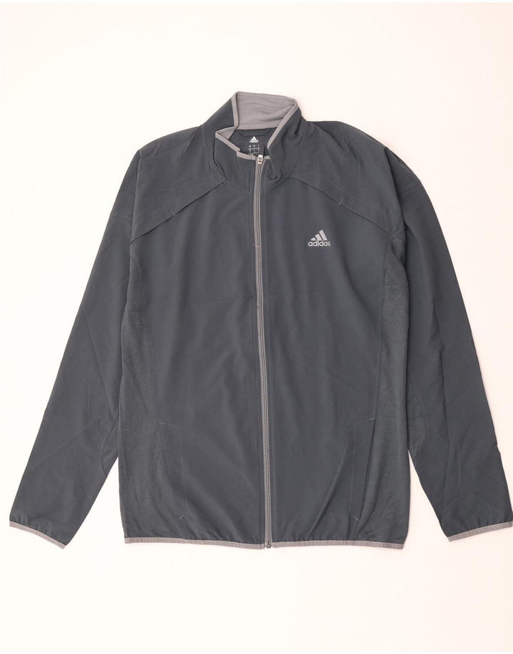 Adidas Mens Climalite Tracksuit Top Jacket Grande Cinza Poliéster