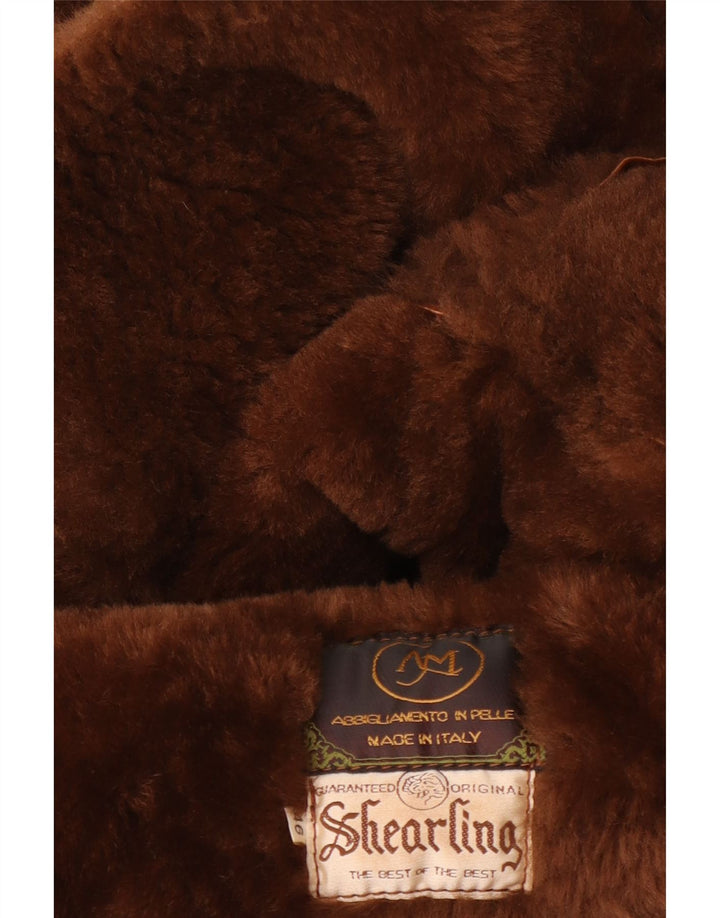 Jaqueta masculina vintage de shearling IT 46 pequena marrom shearling