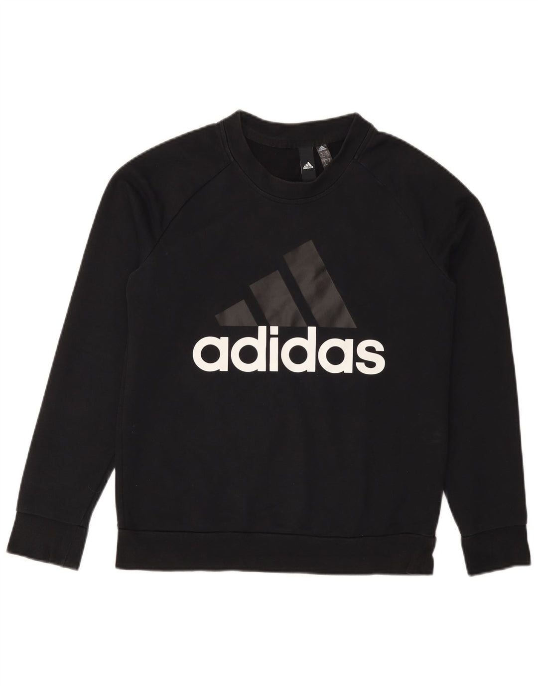 ADIDAS Womens Graphic Sweatshirt Jumper UK 12/14 Médio Algodão Preto